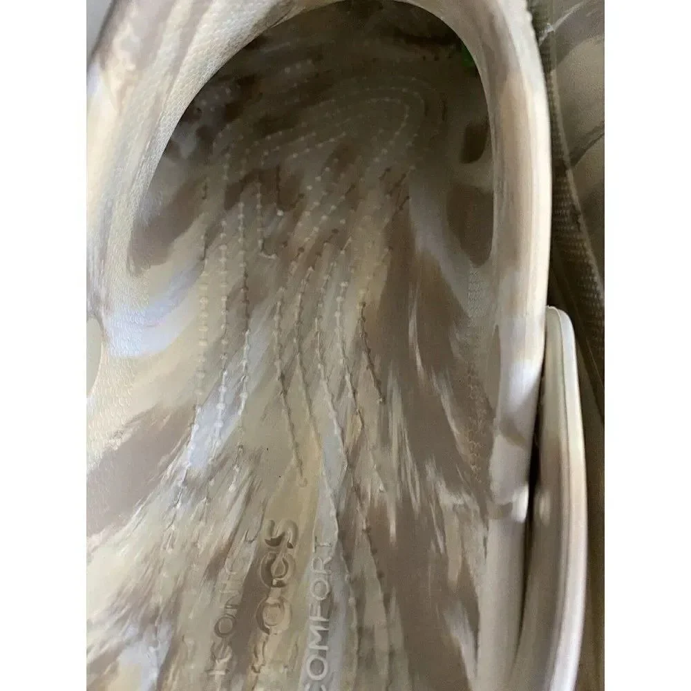 CROCS Classic CRUSH MARBLED Platform CLOG 208265-2Y3 Bone Men’s Sz 13 NEW‎